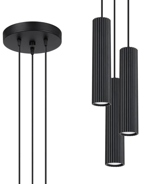 Sollux SL.1576 - Luster na lanku KARBON 3xGU10/10W/230V čierna