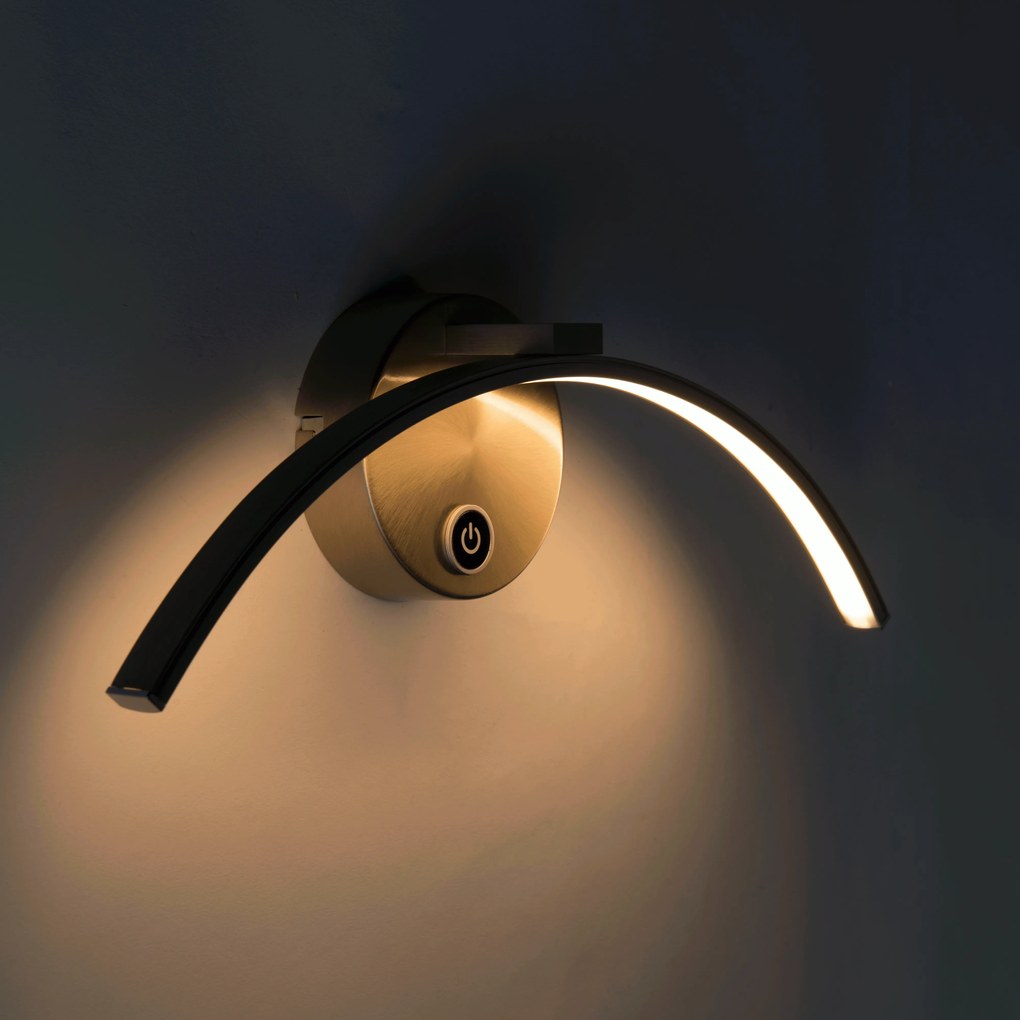 Moderná nástenná lampa oceľ vrátane LED s dotykovým stmievačom - Arch