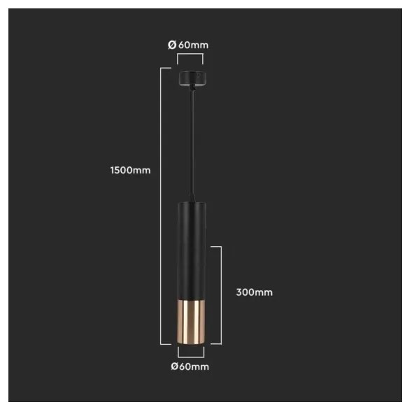 Luster na lanku 1xGU10/35W/230V 30 cm čierna/zlatá
