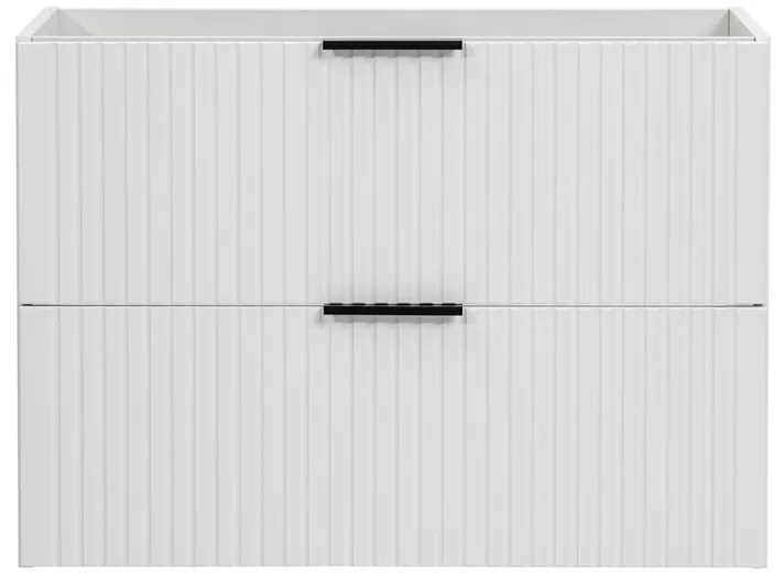 Závesná skrinka pod umývadlo Casad s doskou a košom na bielizeň 120 cm biela