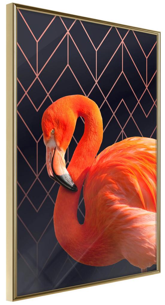 Artgeist Plagát - Flamingo Solo [Poster] Veľkosť: 30x45, Verzia: Zlatý rám