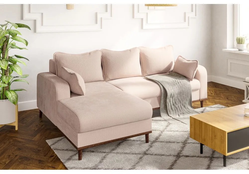 Béžová menčestrová rohová pohovka (ľavý roh) Beata – Ropez