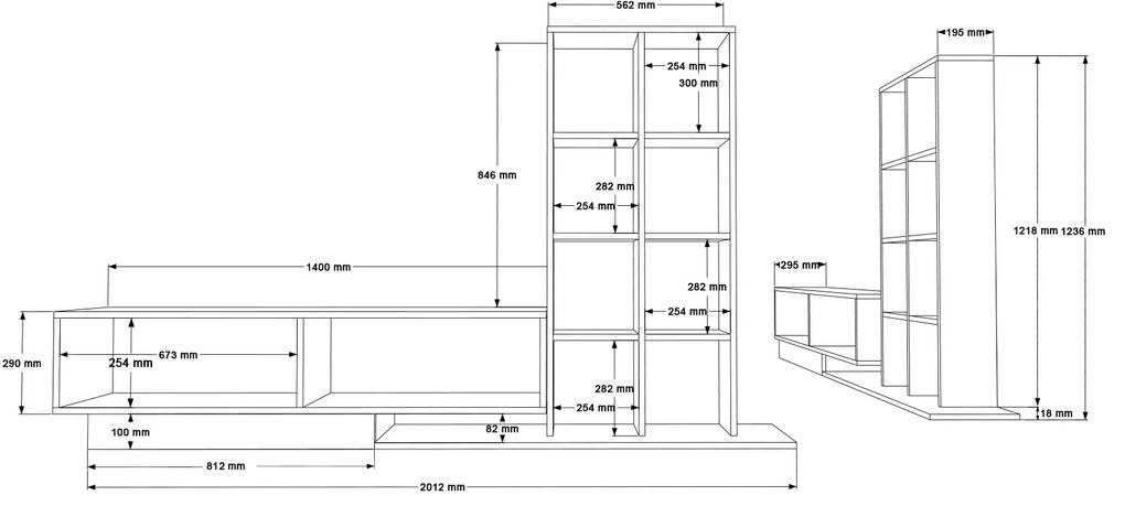 TV stena Houseland Blaze Dub Castello/biela