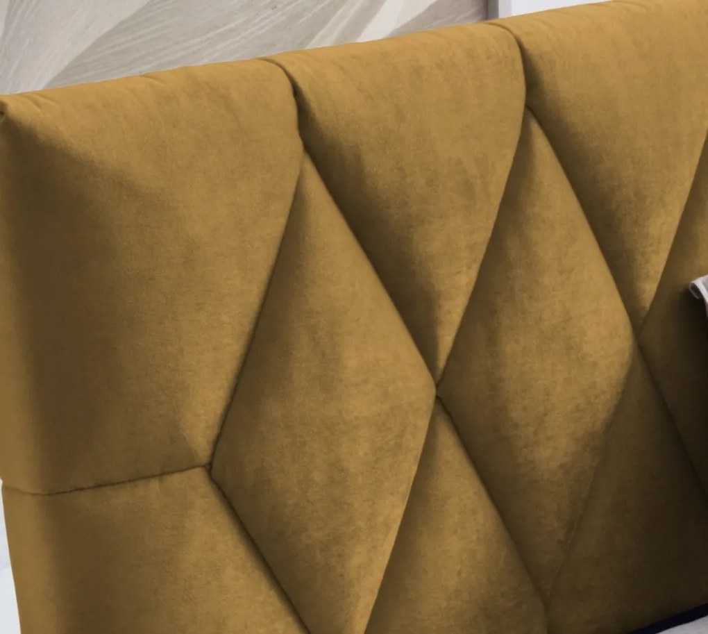 Posteľ Reve 180x200 cm, horčicovo žltá látka