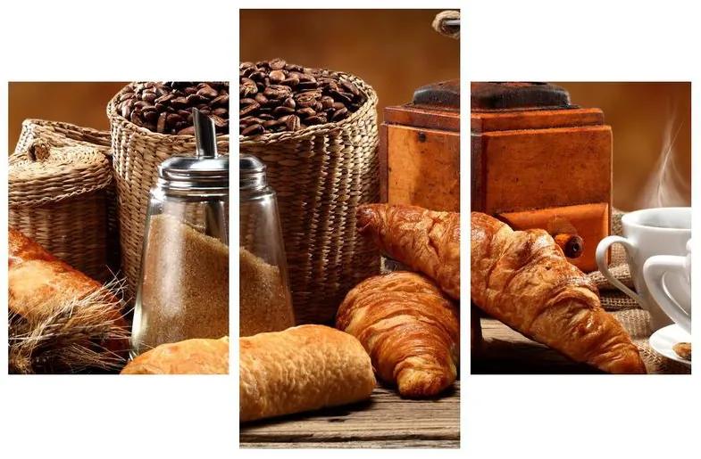 Obraz croissantov a kávy (90x60 cm)