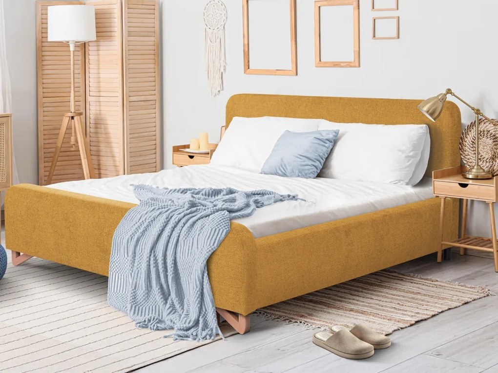 Posteľ Flamingo 180x200 cm, žltá štruktúrovaná tkanina