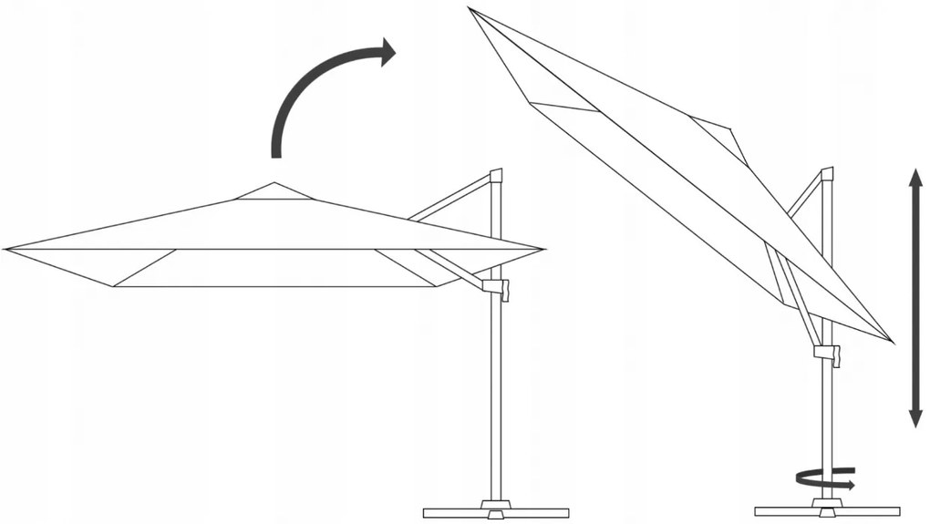 Záhradný slnečník s ochranným obalom MINI ROMA 250 x 250 cm sivý
