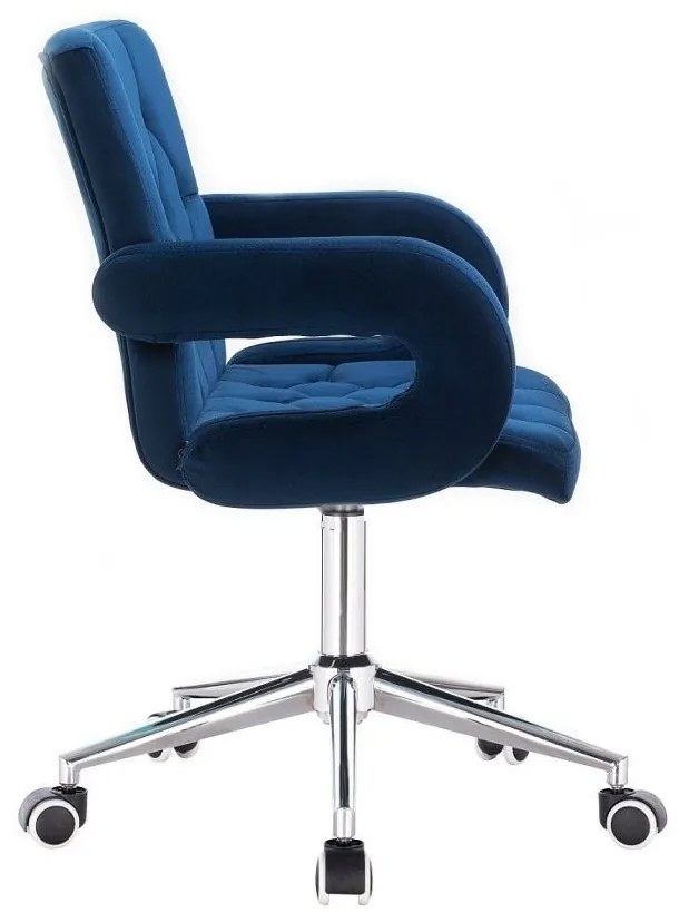 LuxuryForm DESIGN Stolička BOSTON VELUR na striebornej podstave s kolieskami - modrá