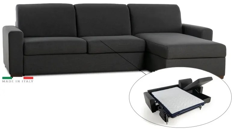 Rohová sedacia súprava na každodenné spanie ONE s rozkladom, pravá, 140, tm. šedá (jazz 22 graphite)