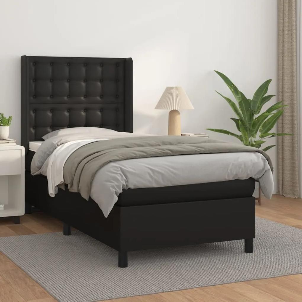 Boxspring posteľ s matracom čierna 80x200 cm umelá koža 3132465