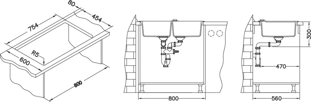ALVEUS CZ ROCK 90 G- 91 černá (780x480mm)+ pop- up sifon
