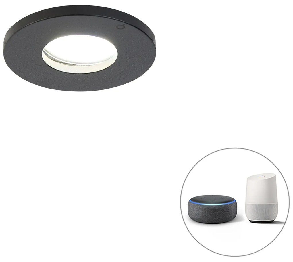 Inteligentné zapustené bodové svetlo do kúpeľne čierne vrátane Wifi GU10 - Shed
