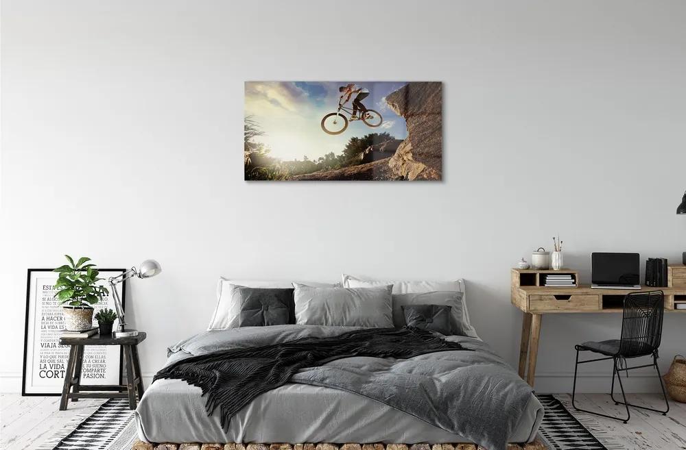 Obraz na skle Horský bicykel oblohy oblačno 100x50 cm