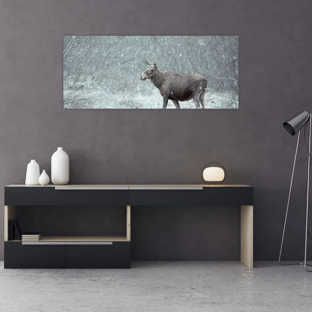Obraz - Los v zasneženom lese (120x50 cm)
