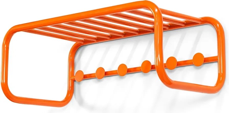Oranžový kovový nástenný vešiak s poličkou 72 cm Retro – Spinder Design
