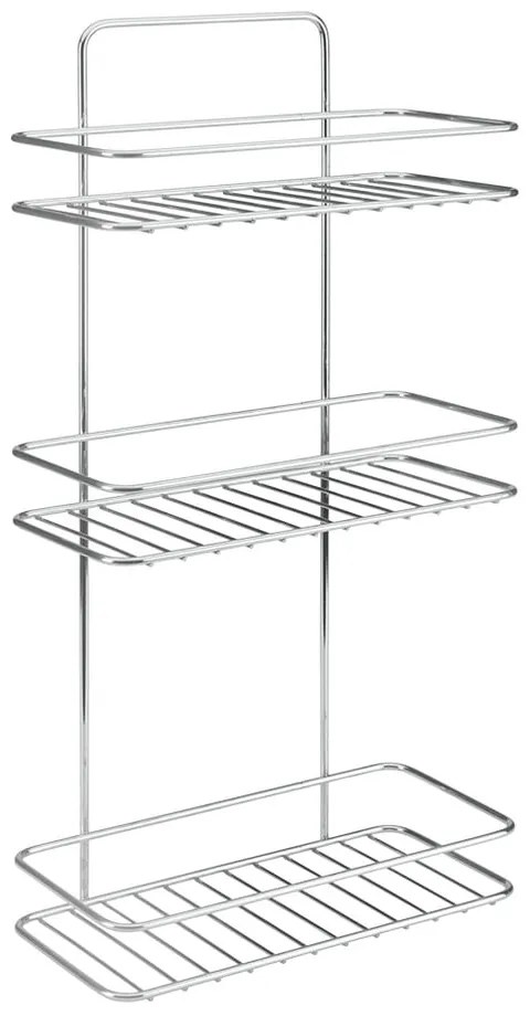 Závesná oceľová kúpeľňová polička bez vŕtania v lesklo striebornej farbe Luxy – Metaltex