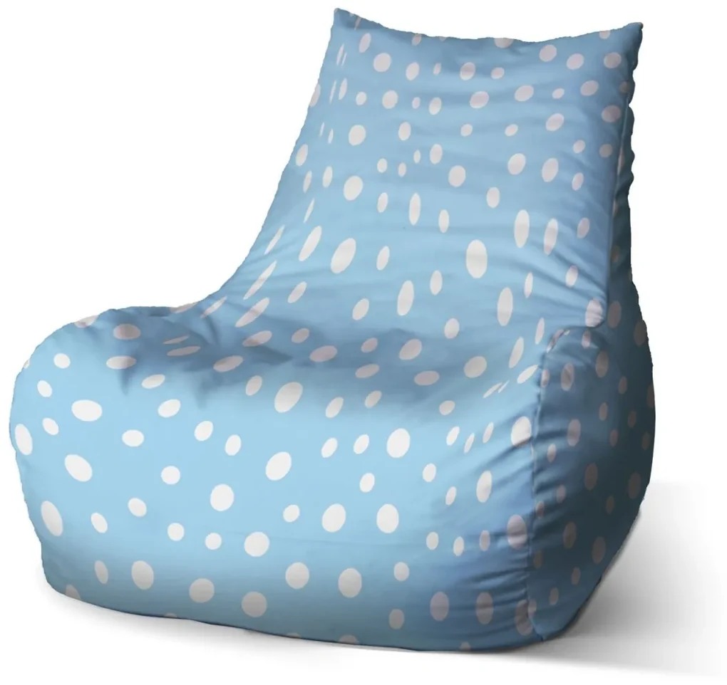 Sablio Sedací vak Bean Biele bodky na modrej - 60 x 70 x 70 cm