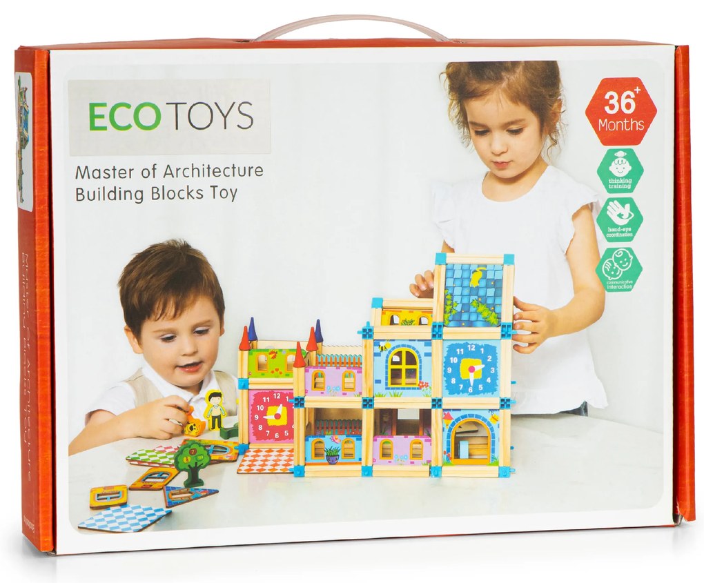 WELLHOX Drevené stavebné bloky Domček 6 v 1 DELTA-CC125M14