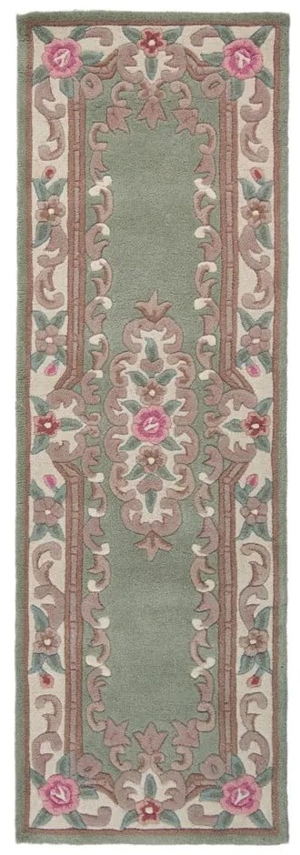 Zelený vlnený behúň Flair Rugs Aubusson, 67 x 210 cm