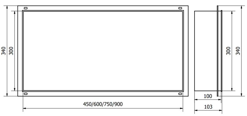 Mexen X-Wall-NR, polička na zapustenie pod obklad bez goliera 75 x 30 cm, zlatá lesklá, 1951753010