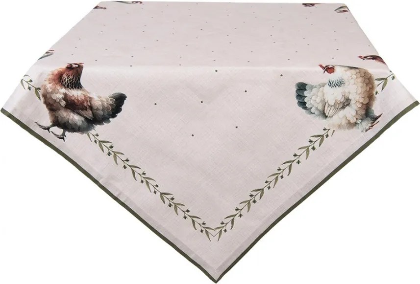 Béžový obrus so sliepočkami Barnyard Chicken - 100*100 cm