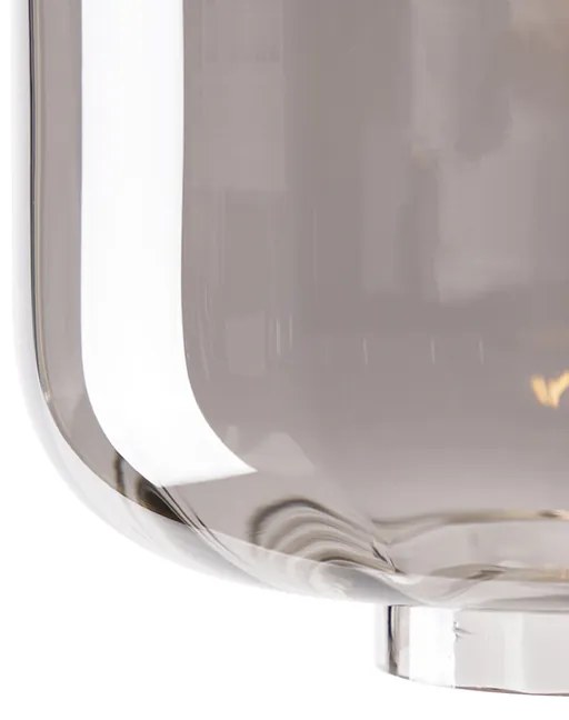 Dizajnové stropné svietidlo čierne s dymovým sklom - Qara