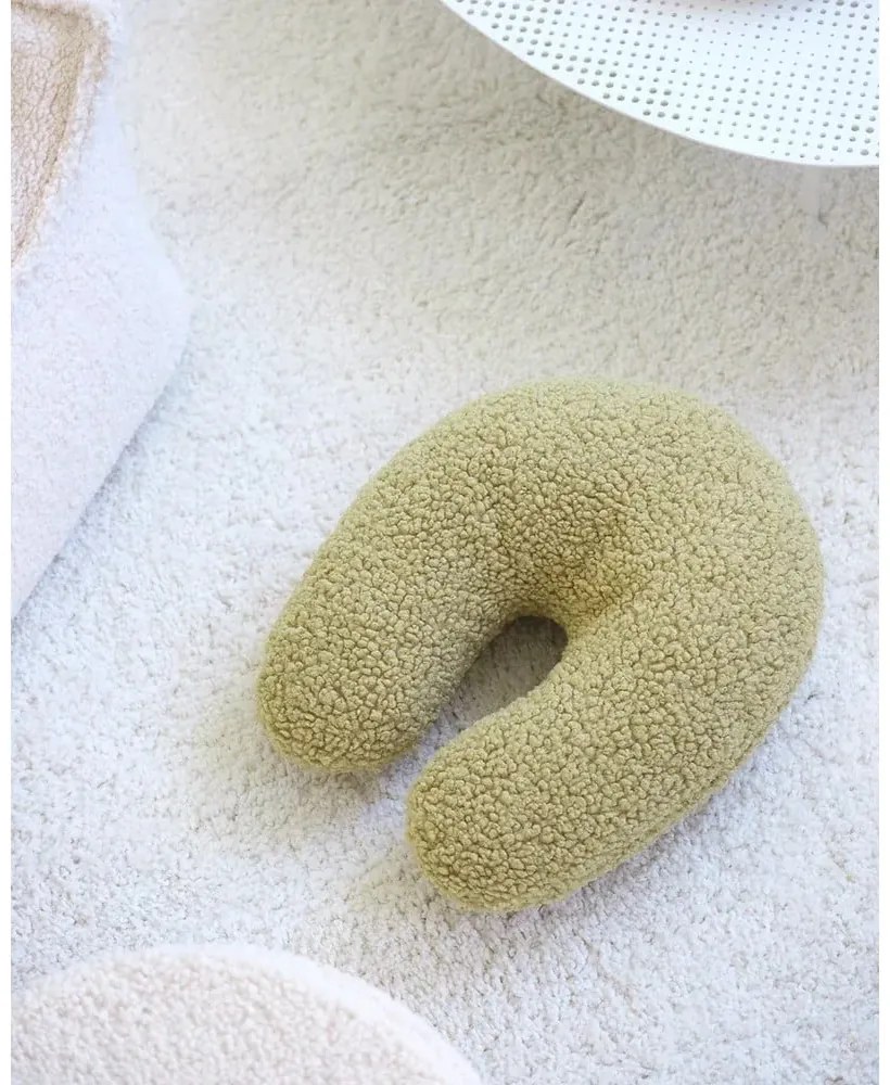 Zelený detský pohovkový vankúš z textílie buklé U – Wigiwama