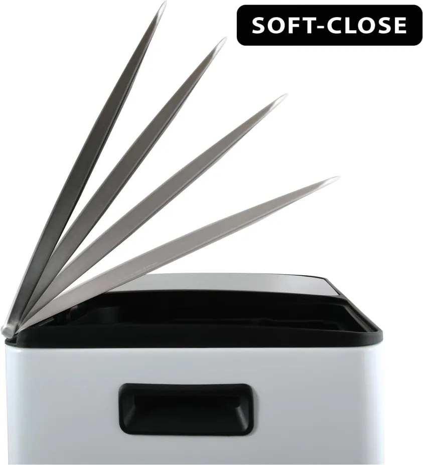 Matne biely oceľový odpadkový kôš 2x20 l na triedený odpad/nášľapný Aliya – Spirella