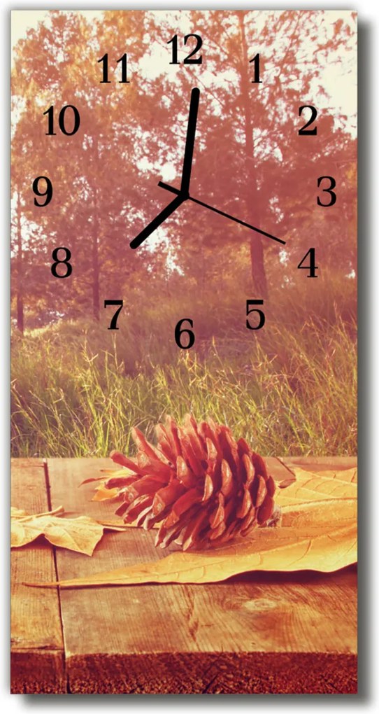 Sklenené hodiny vertikálne  Príroda Borovica kužeľové hnedá