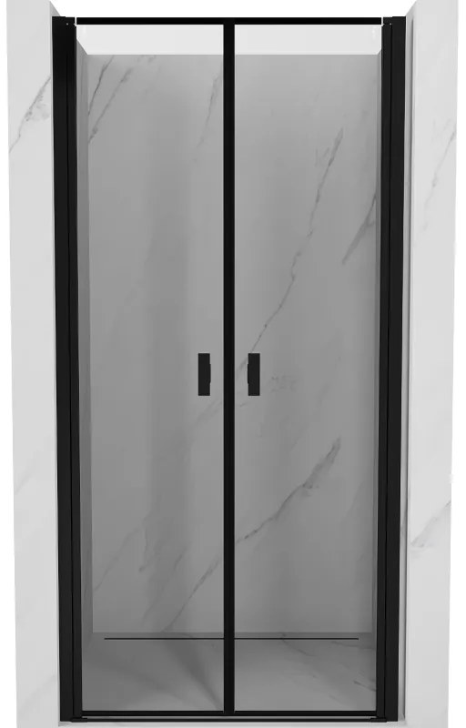 Mexen MIST, 2-krídlové sprchové dvere (d+d) 75x200 cm, 6mm číre sklo s čiernym vzorom, čierny profil, 8A7-075-000-70-70