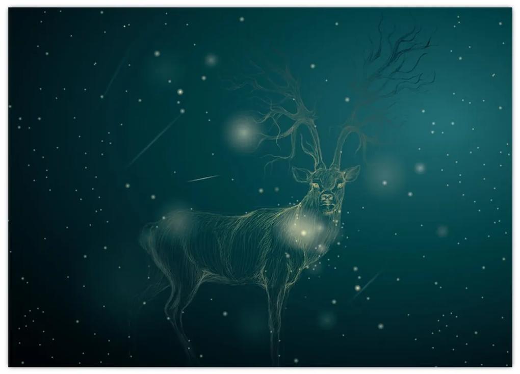 Obraz - Magický jeleň v noci (70x50 cm)