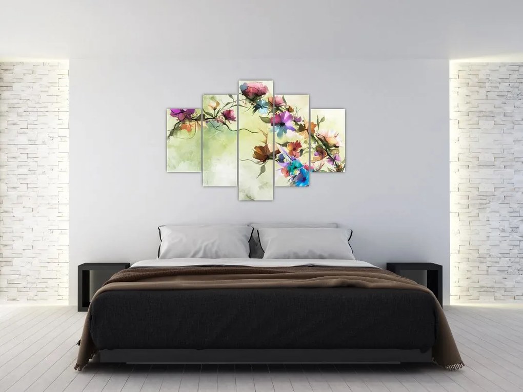 Obraz - Maľba kvetu (150x105 cm)