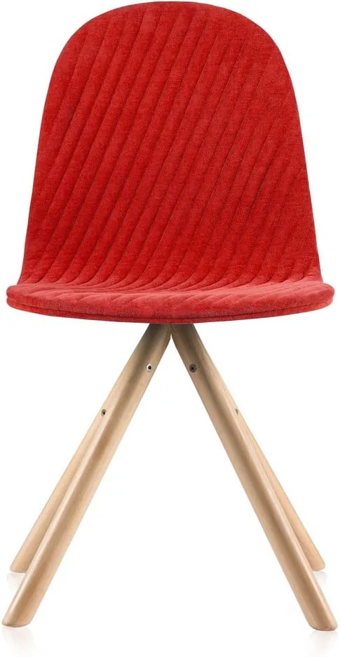 Červená stolička s prírodnými nohami IKER Mannequin Stripe