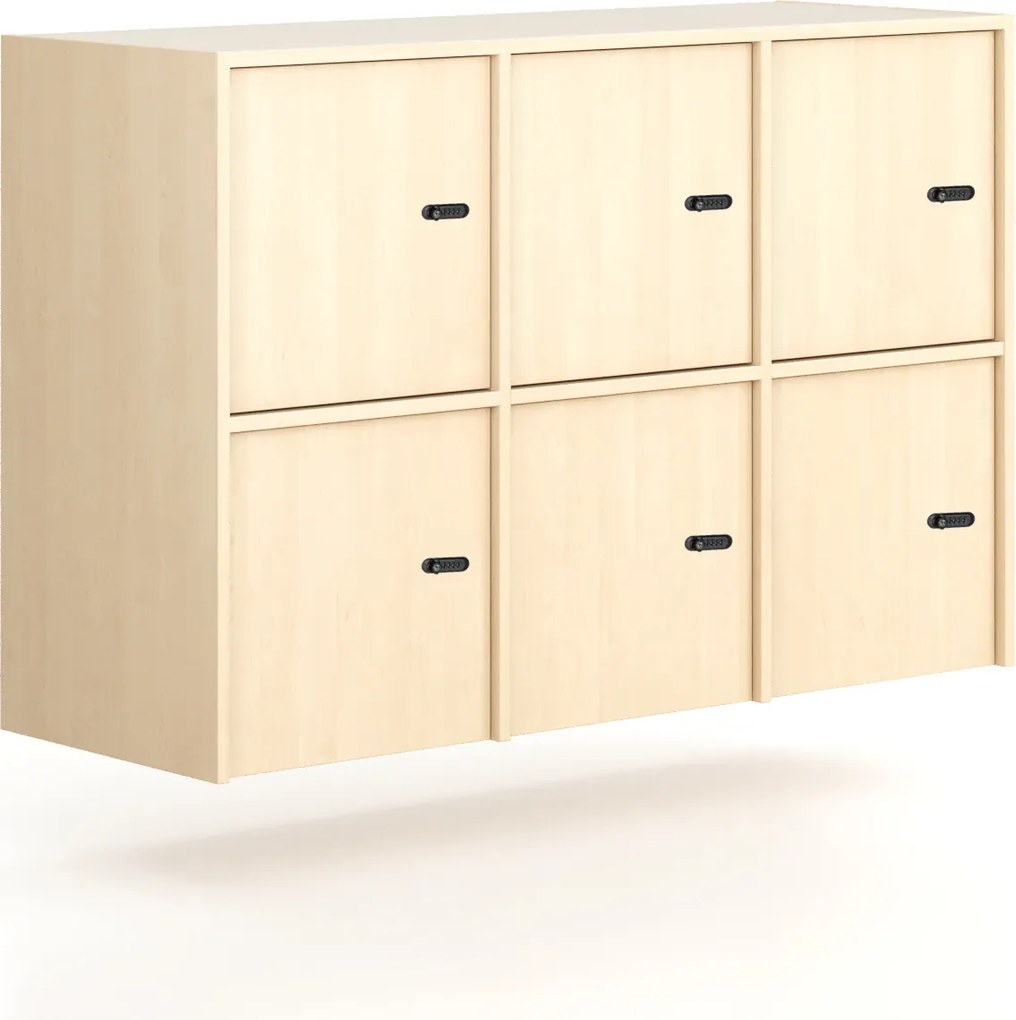 Nadstavba pre skrine FRAME, 6x dvere, 1299 x 450 x 854 mm, mechanický kódový zámok, breza