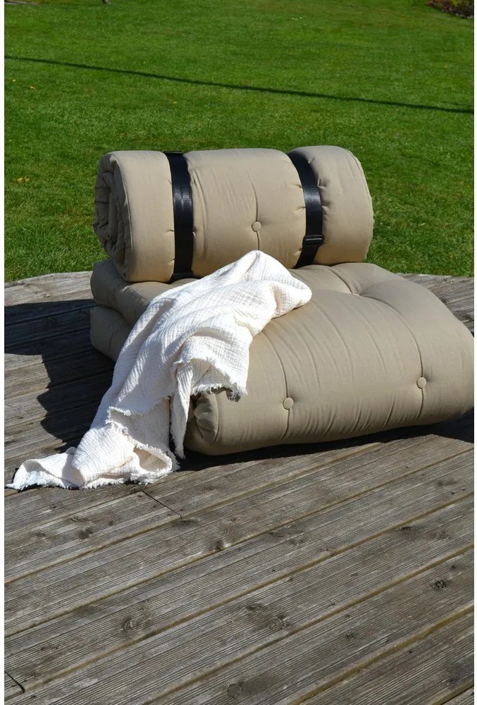 Béžové rozkladacie kreslo vhodné do exteriéru Karup Design Design OUT™ Buckle Up Beige