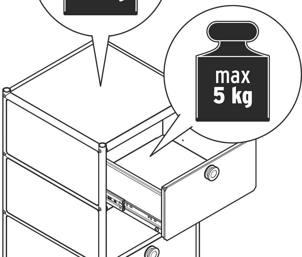Mobilný kontajner »CN3« s 3 zásuvkami, sivý