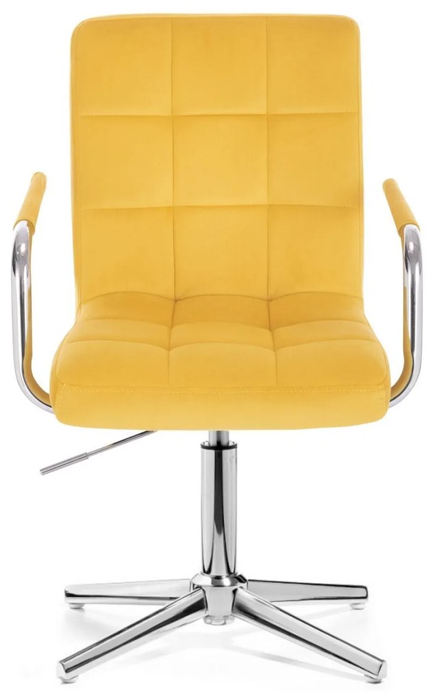 LuxuryForm DESIGN Stolička VERONA VELUR na striebornom kríži - žltá