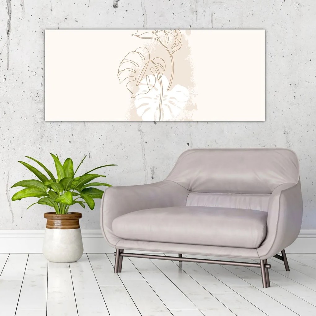 Obraz - Line art monstera N⁰1 (120x50 cm)