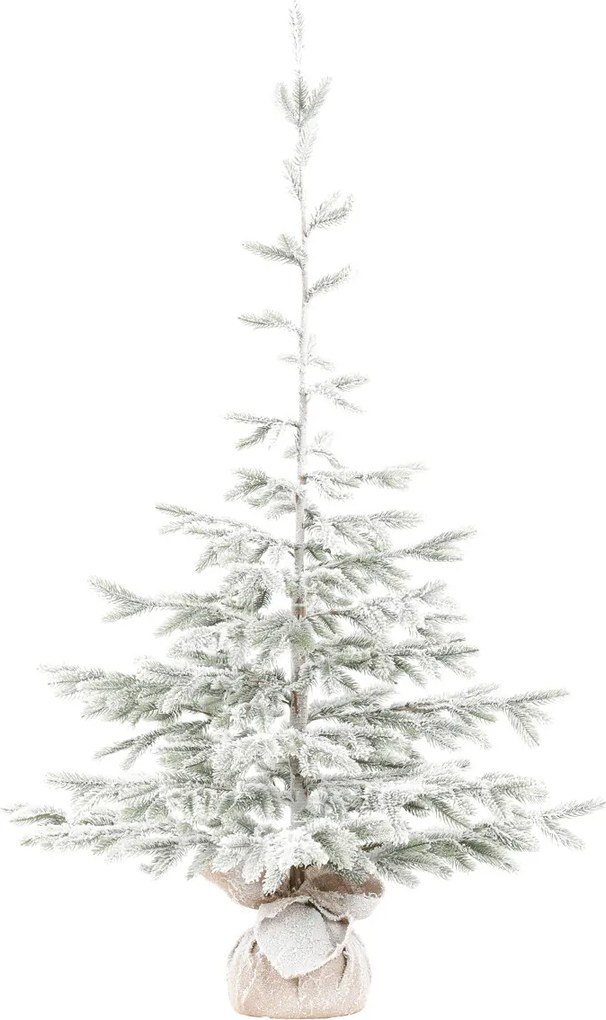 Stromček v jutovom obale - umelý smrek, 150 cm, zasnežený Farba: Biela