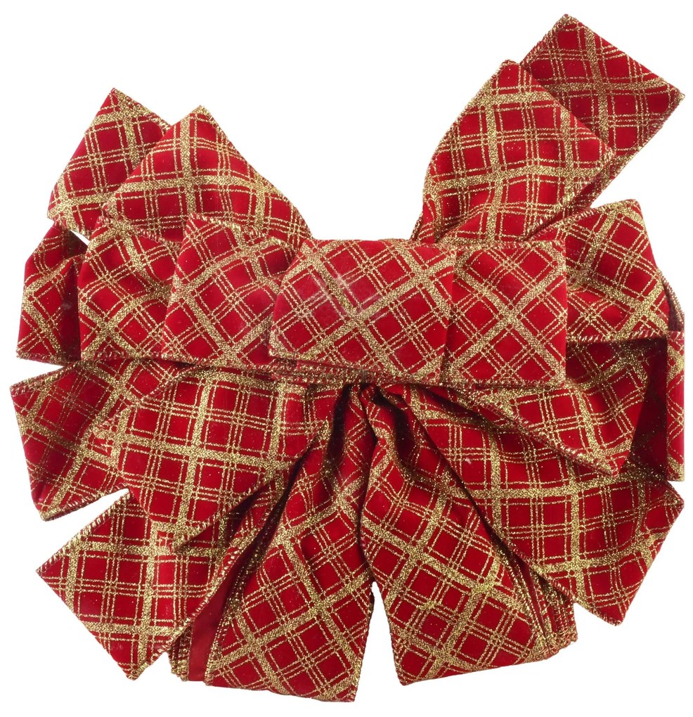 Vánoční dekorativní mašle Santa Lila 32x130 cm červená s kostkovaným vzorem