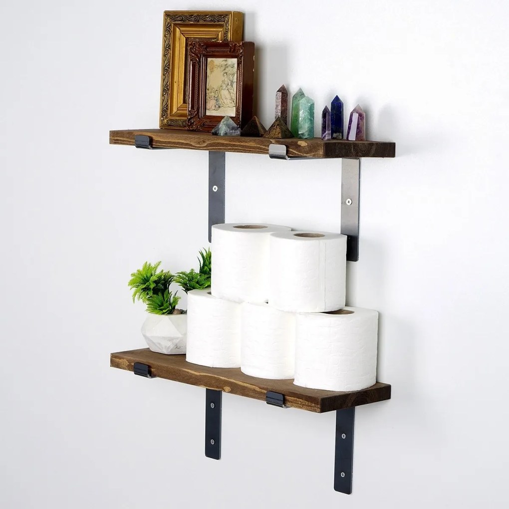 Sada 2 nástenných políc Nelys I čierna/orech