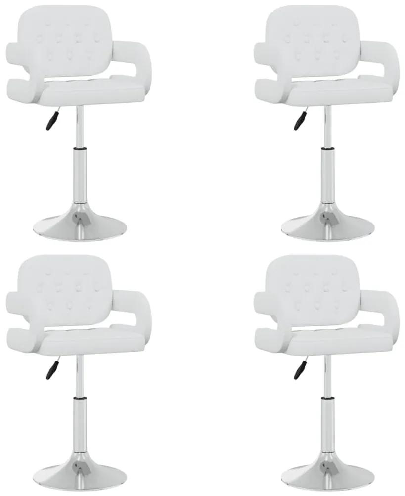 Otočné jedálenské stoličky 4 ks biele umelá koža 3089106