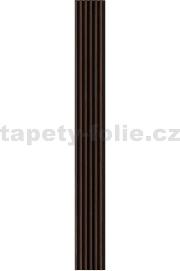 Akustické dekoračné panely SLIM, dub tmavý 3D lamely na filcovom podklade, rozmer 270 x 30 cm, IMPOL TRADE