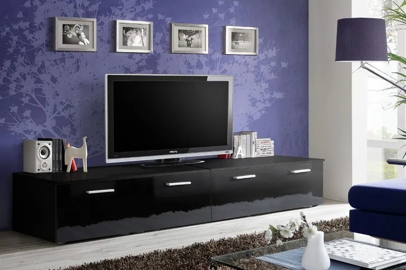 TV stolík/skrinka Deon 23 ZZ DU (čierna + lesk čierny). Akcia -21%. Vlastná spoľahlivá doprava až k Vám domov. 764368