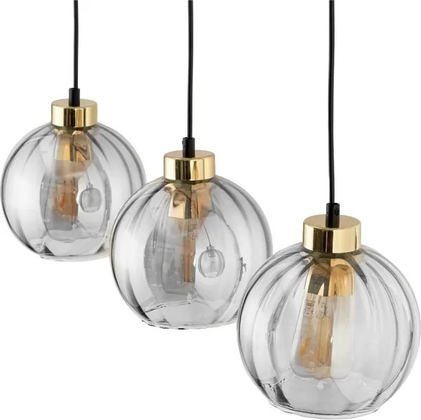 LED luster na lane DEVI 3xE27/15W/230V čierny/číry