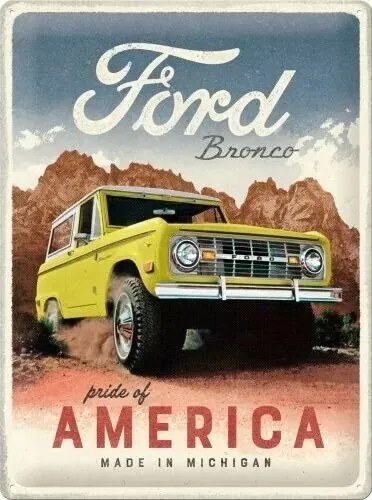 Plechová ceduľa Ford - Bronco - Pride of America, (30 x 40 cm)