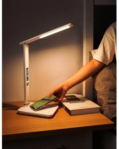 Immax 08966L- LED Stmievateľná lampa s bezdr. nabíjaním KINGFISHER 8,5W/230V biela