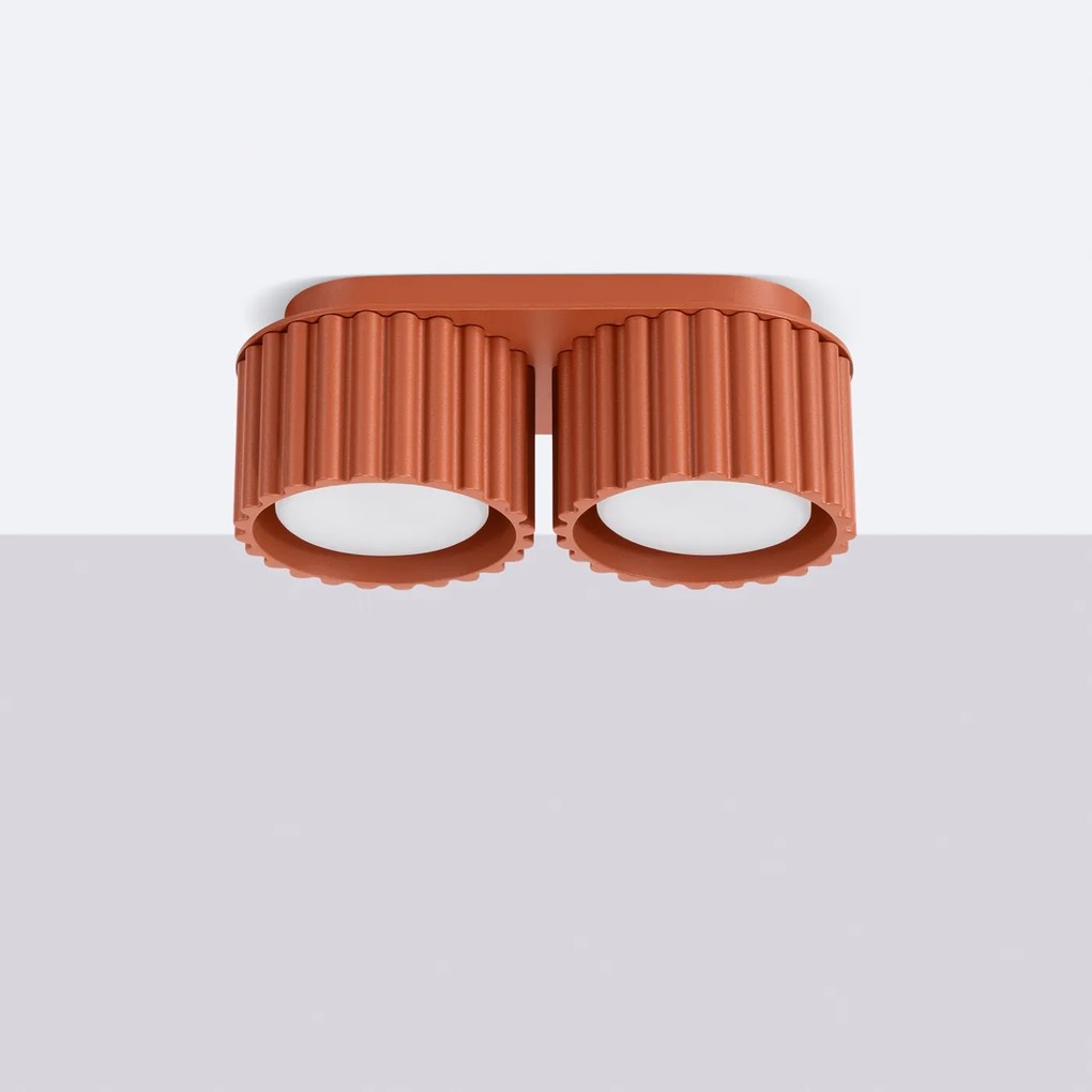 Stropné svietidlo Aura, 2x okrovo červené hliníkové tienidlo, (6 cm)