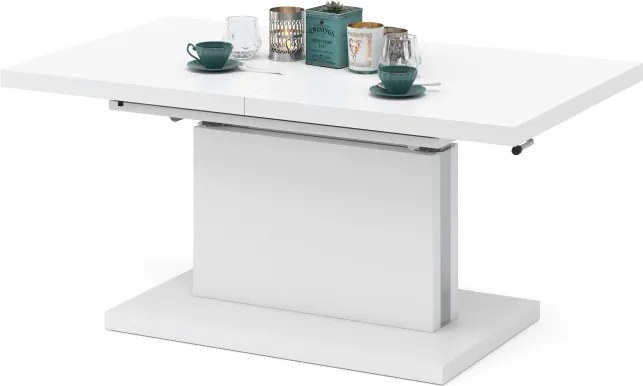 ASTON bílý, rozkládací, zvedací konferenční stůl, stolek