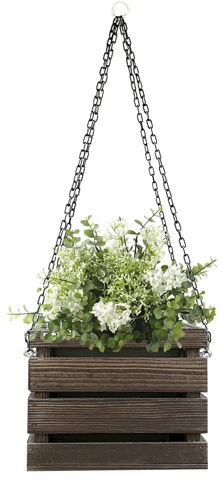 AMADEA Drevený závesný obal na kvetináč tmavý, 27x27x21 cm, český výrobok